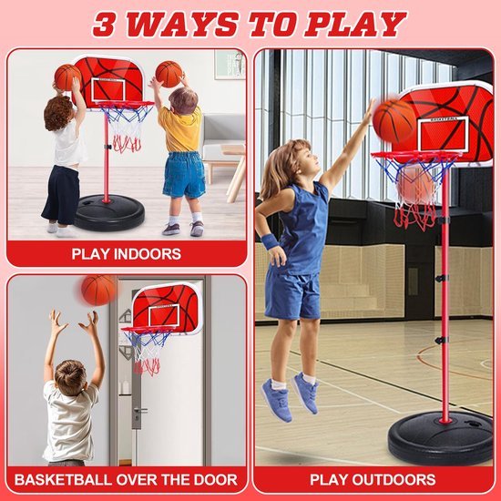 Unyqoos® Verstelbare basketbalkorf voor kinderen met accessoires voor binnen en buiten