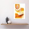Unyqoos® Grote abstracte aquarelposter met herfstbomen voor woonkamerdecoratie, oranje
