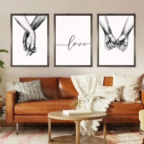 Unyqoos® Moderne set van 3 posters met handmotief voor stijlvolle wanddecoratie