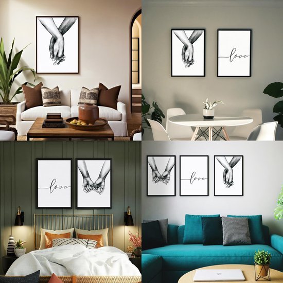 Unyqoos® Moderne set van 3 posters met handmotief voor stijlvolle wanddecoratie