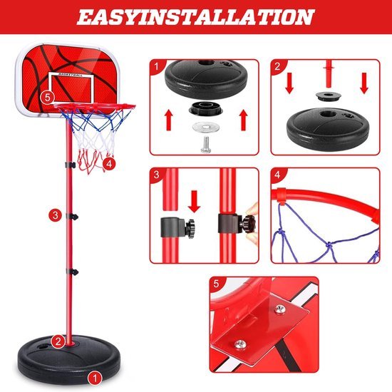 Unyqoos® Verstelbare basketbalkorf voor kinderen met accessoires voor binnen en buiten