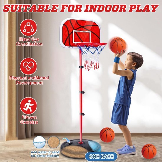 Unyqoos® Verstelbare basketbalkorf voor kinderen met accessoires voor binnen en buiten