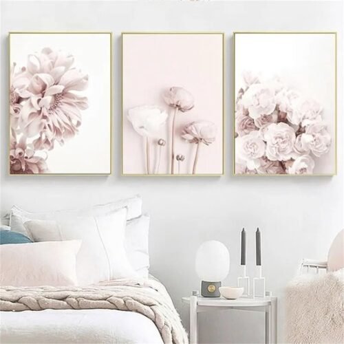 550x550-44578.jpg Unyqoos® Set van drie roze bloemenposters voor een elegante en moderne uitstraling