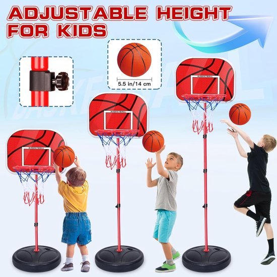 Unyqoos® Verstelbare basketbalkorf voor kinderen met accessoires voor binnen en buiten