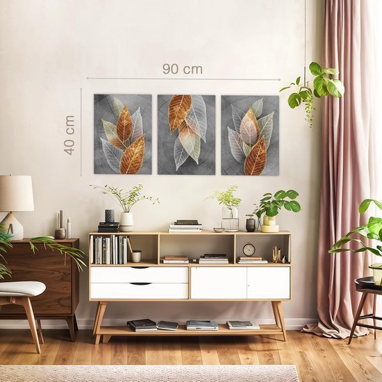 Unyqoos® Abstracte muurschilderingset met bladeren voor stijlvolle interieurdecoratie
