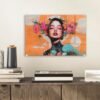 Unyqoos® Moderne wanddecoratie op met abstracte bloemen en portret voor woonkamer