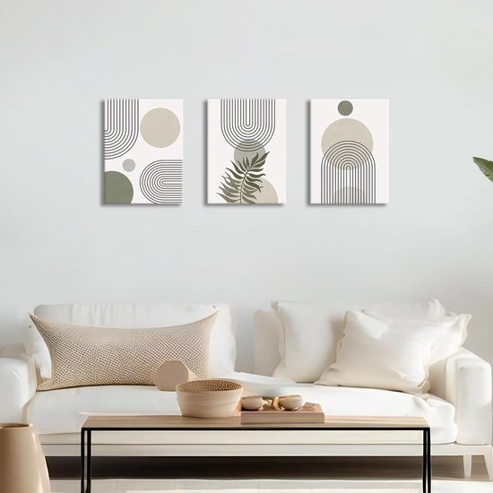550x550-44602.jpg Unyqoos® Set van drie abstracte bohemien canvas schilderijen met lijst voor wanddecoratie 90 x 40 cm