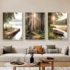 Unyqoos® Set van 3 Kunstzinnige Natuurlandschap Posters voor Sfeervolle Interieurdecoratie
