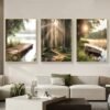 Unyqoos® Set van 3 Kunstzinnige Natuurlandschap Posters voor Sfeervolle Interieurdecoratie