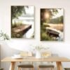 Unyqoos® Set van 3 Kunstzinnige Natuurlandschap Posters voor Sfeervolle Interieurdecoratie