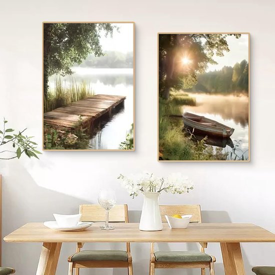 Unyqoos® Set van 3 Kunstzinnige Natuurlandschap Posters voor Sfeervolle Interieurdecoratie