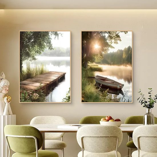 Unyqoos® Set van 3 Kunstzinnige Natuurlandschap Posters voor Sfeervolle Interieurdecoratie