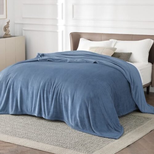 Unyqoos® Hemelsblauwe Flanellen Fleece Woondeken voor Ultiem Comfort en Warmte, 220 x 240 cm