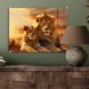 Unyqoos® Moderne wanddecoratie op glas met leeuw in Afrikaanse savanne