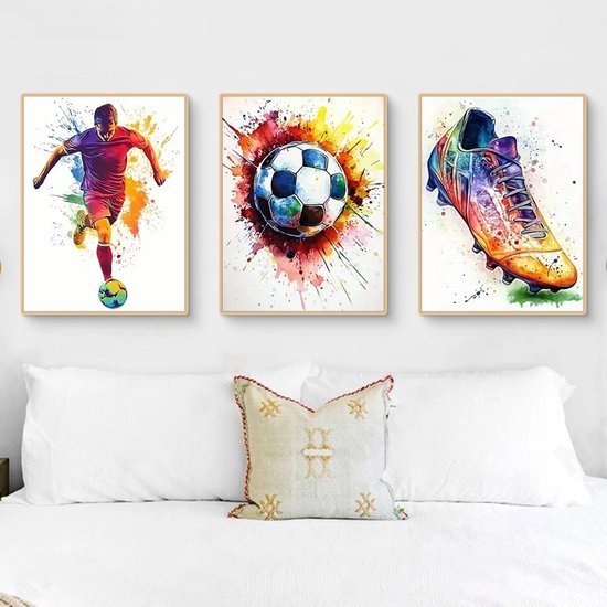 550x550-44643.jpg Unyqoos® Set van drie kleurrijke voetbalposters voor moderne wanddecoratie