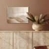 Unyqoos® Moderne glazen wanddecoratie met beige heuvelpatroon voor woonkamer 40 x 30 cm