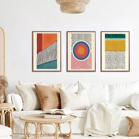 Unyqoos® Stijlvolle 3-delige kunstset in boho stijl voor woonkamer en slaapkamer