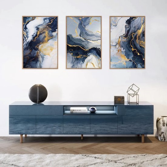 550x550-44707.jpg Unyqoos® Abstracte kunstset met blauwe en gouden tinten voor moderne wanddecoratie