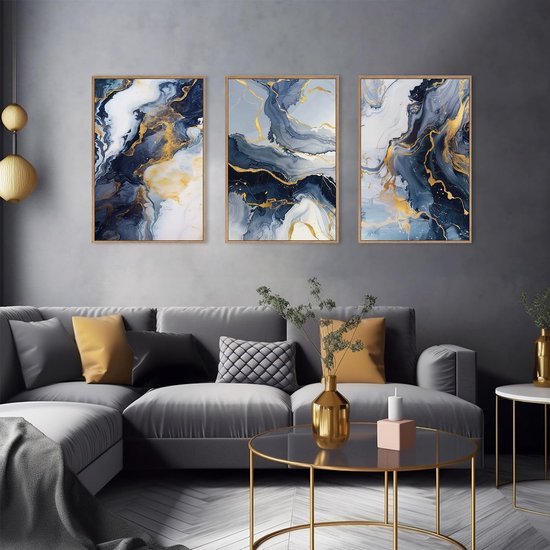 550x550-44710.jpg Unyqoos® Abstracte kunstset met blauwe en gouden tinten voor moderne wanddecoratie