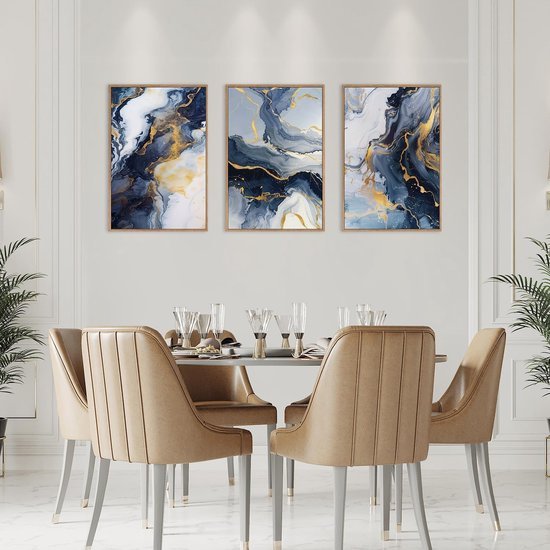 550x550-44711.jpg Unyqoos® Abstracte kunstset met blauwe en gouden tinten voor moderne wanddecoratie