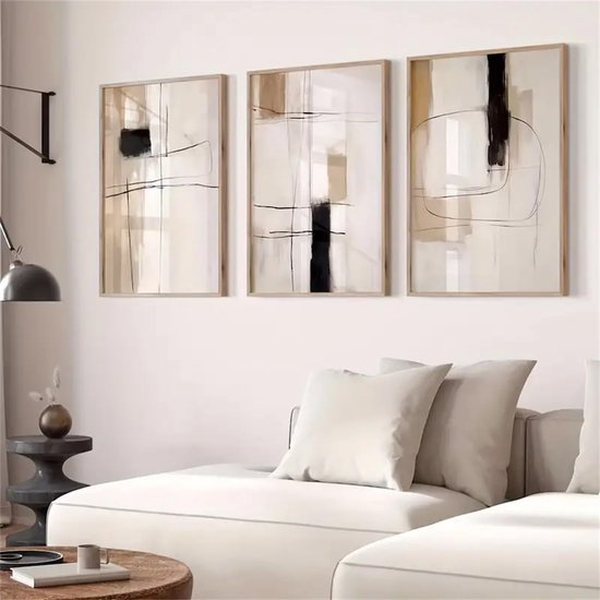 Unyqoos® Set van drie moderne abstracte kunstposters voor stijlvolle wanddecoratie