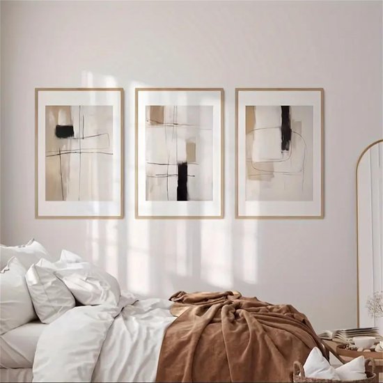 Unyqoos® Set van drie moderne abstracte kunstposters voor stijlvolle wanddecoratie