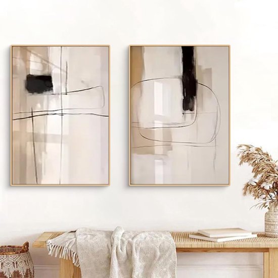 Unyqoos® Set van drie moderne abstracte kunstposters voor stijlvolle wanddecoratie