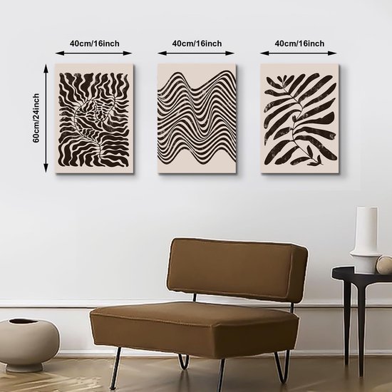 550x550-44735.jpg Unyqoos® Set van drie abstracte zwart-wit canvasmuurkunst met houten lijst voor interieurdecoratie