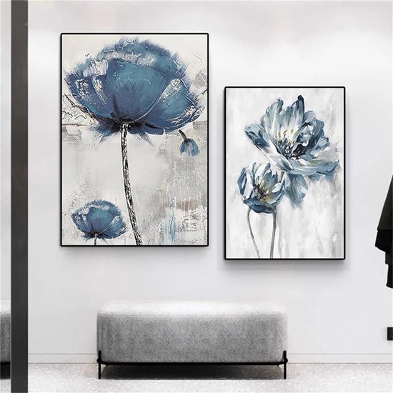 Unyqoos® Set van 3 Blauwe Posters met Scandinavisch Design voor Moderne Interieurs