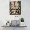 Unyqoos® Moderne canvas kunst met giraf en tropische planten voor interieurdecoratie