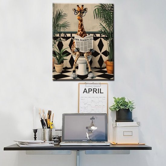 Unyqoos® Moderne canvas kunst met giraf en tropische planten voor interieurdecoratie