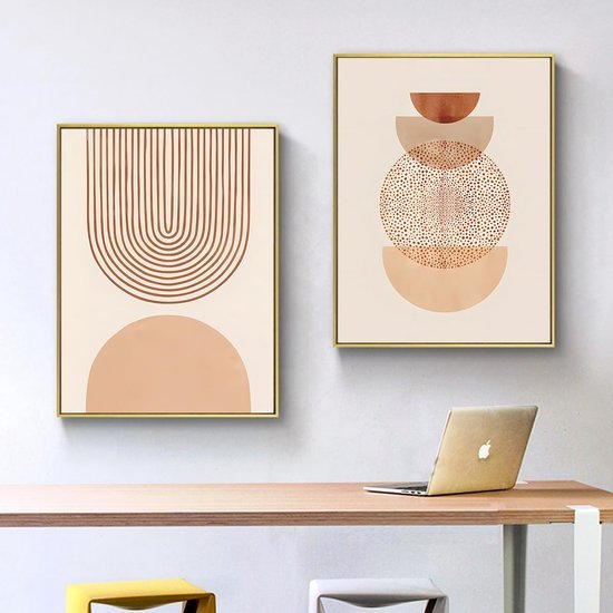 Unyqoos® Set van drie abstracte geometrische posters voor stijlvolle wanddecoratie