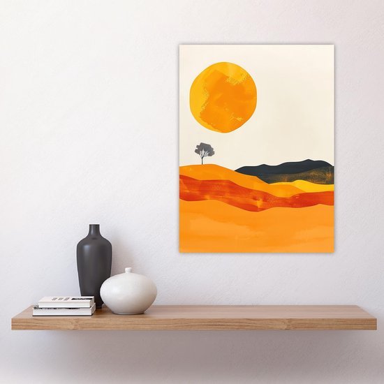 Unyqoos® Grote Boho Kunstposter met Abstract Landschap en Boom voor Woonkamerdecoratie