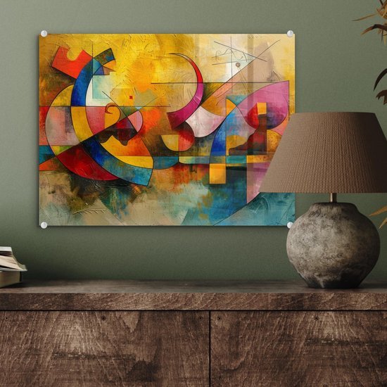 Unyqoos® Kleurrijke moderne glazen wanddecoratie voor elke kamer in huis