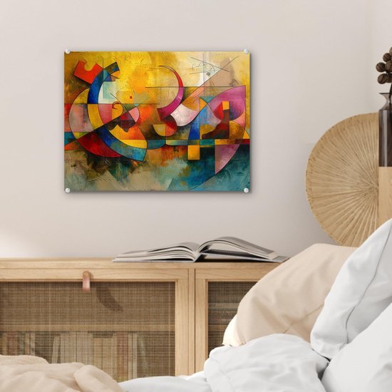 Unyqoos® Kleurrijke moderne glazen wanddecoratie voor elke kamer in huis