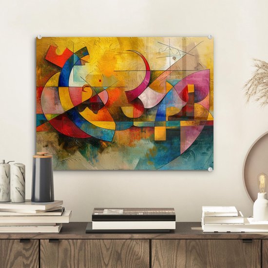 Unyqoos® Kleurrijke moderne glazen wanddecoratie voor elke kamer in huis