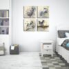 550x550-44825.jpg Unyqoos® Set van Vier Canvas Vogelafbeeldingen voor Stijlvolle Woonkamer Decoratie