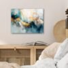 Unyqoos® Moderne wanddecoratie in goud en blauw voor elke ruimte 40 x 30 cm