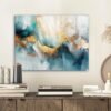 Unyqoos® Moderne wanddecoratie in goud en blauw voor elke ruimte 40 x 30 cm