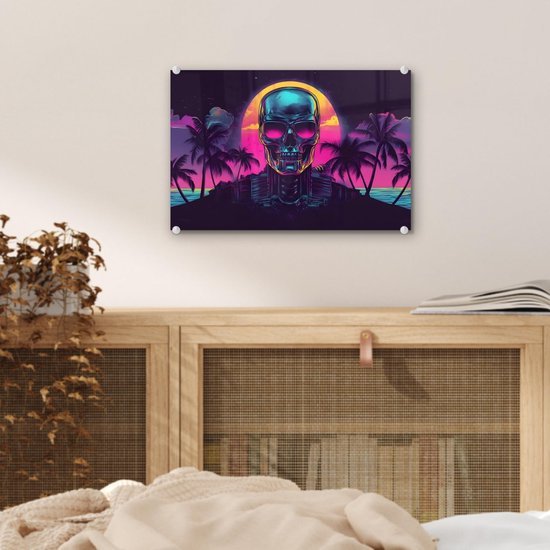 Unyqoos® Esthetisch wanddecoratie met palmen en zonsondergang voor elke kamer