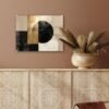 Unyqoos® Moderne wanddecoratie op glas met abstracte kunst in goud en zwart