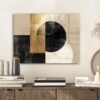 Unyqoos® Moderne wanddecoratie op glas met abstracte kunst in goud en zwart