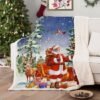 Unyqoos® Omkeerbare rode kerstsherpadeken met feestelijke print voor bank of bed