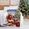 Unyqoos® Omkeerbare rode kerstsherpadeken met feestelijke print voor bank of bed