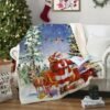 Unyqoos® Omkeerbare rode kerstsherpadeken met feestelijke print voor bank of bed
