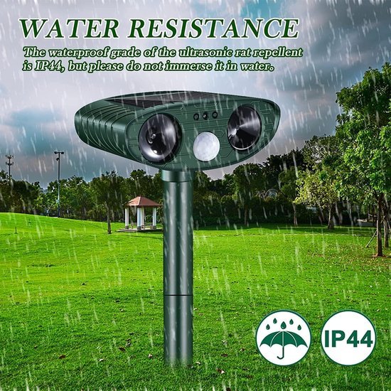 Unyqoos® Duivenverjager, Vogelverschrikker met Bewegingssensor voor Tuin en Terras, Oplaadbaar via Zonne-energie