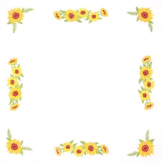 Unyqoos® Complete kruissteekset met zonnebloemontwerp voor tafelkleed van 80 x 80 cm
