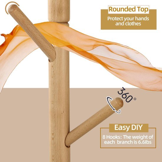 550x550-45226.jpg Unyqoos ® Kledingrek van Natuurlijk Beukenhout met Verstelbare Hoogte en Stabiele Basis voor Diverse Ruimtes