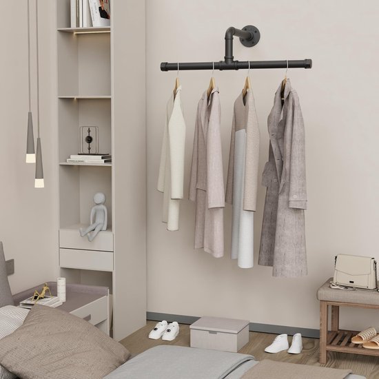 Unyqoos ® Kledingrek voor Wandmontage in Industrieel Design met Ruimtebesparende Eigenschappen voor Elke Kamer