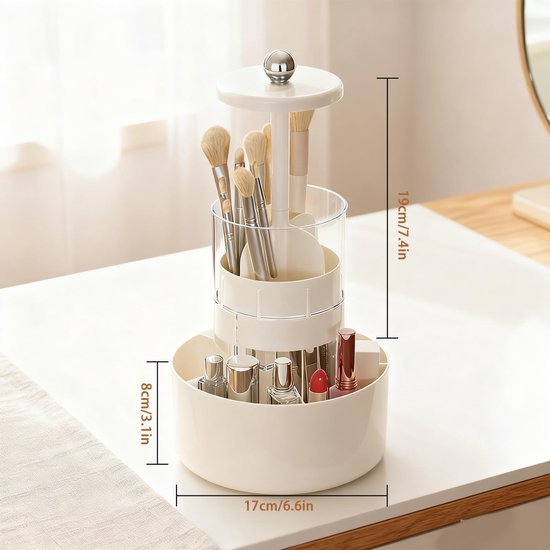 Unyqoos® Transparante make-up organizer met draaibare houder en deksel voor penselen Unyqoos® Transparante make-up organizer met draaibare houder en deksel voor penselen